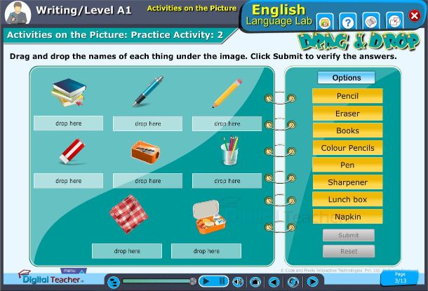 Activities on the Picture or images and photos at english language lab software