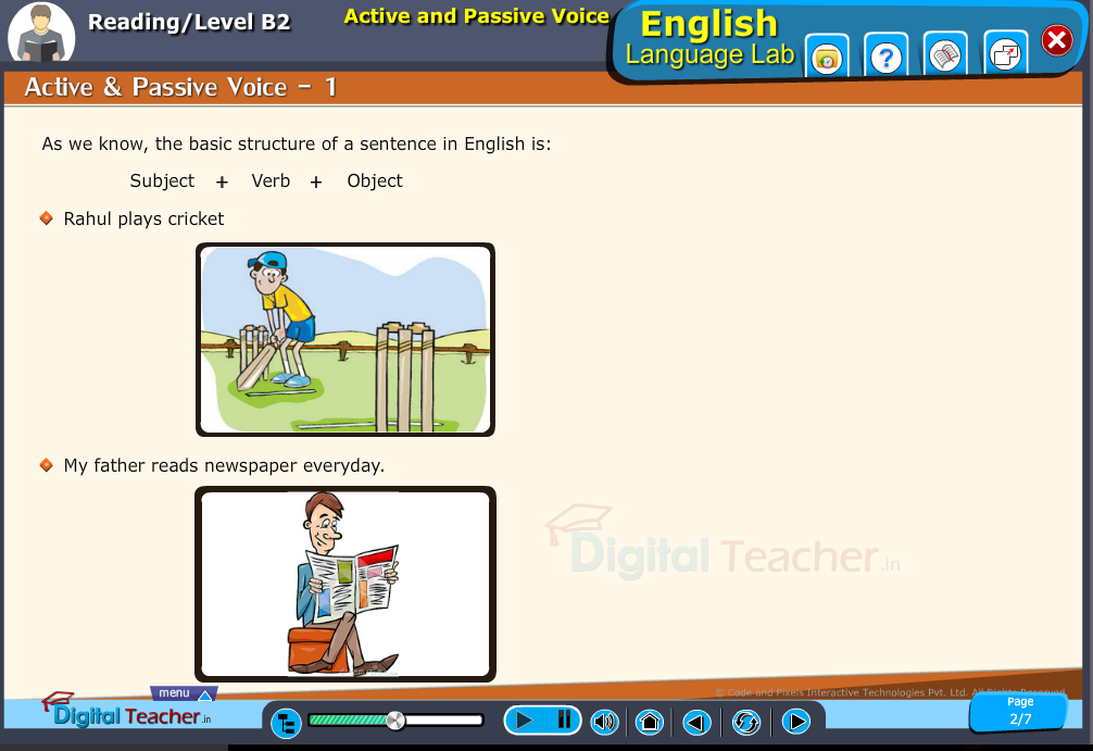 English language lab reading infographic provides activity for formation of sentences by active and passive voice