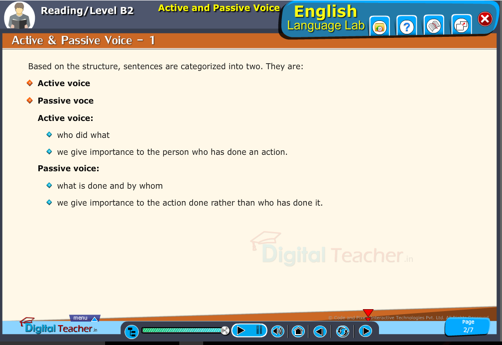 English language lab reading infographic teaches to know active and passive voice