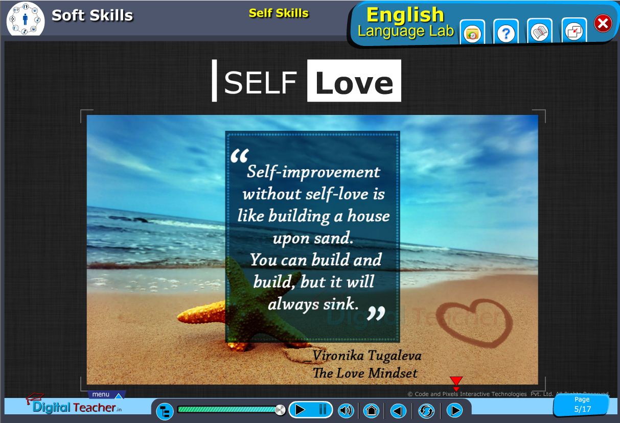 English language lab softskills infographic about the self skills and self love
