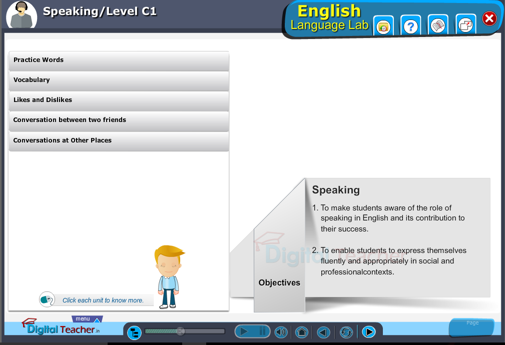 English language lab speaking infographic provides activities with level c1 of speaking skills