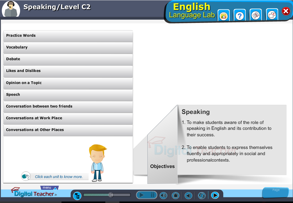 English language lab speaking infographic provides activities with level c2 of speaking skills