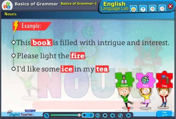 Nouns Example: This book is filled with intrigue and interest.