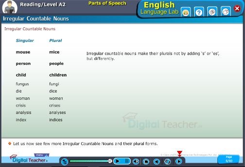 Reading level a2 irregular countable nouns