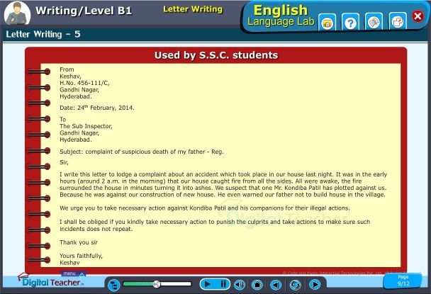 Important letter writing activity done by ssc students