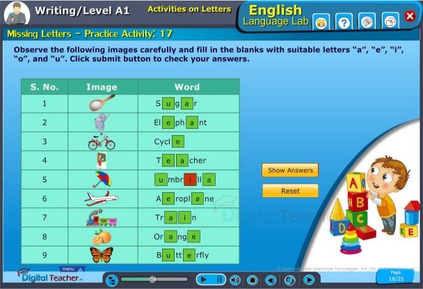 Missing letters practice activity 3 image