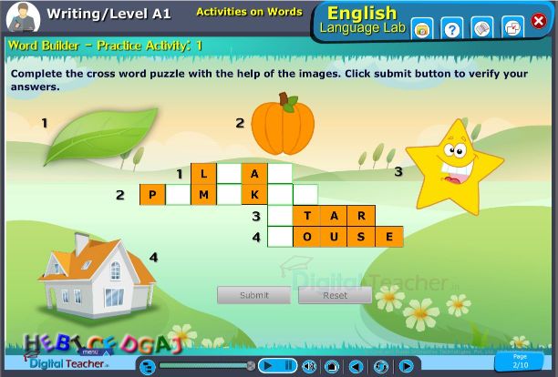 English language lab word builder practical activity 1 on completing the word by looking at the picture