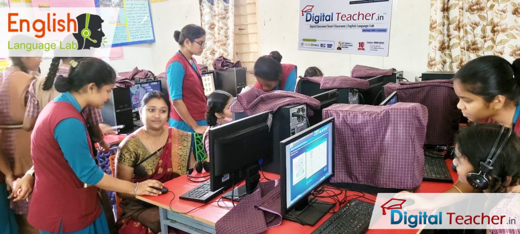 Students in the school using English Digital Lab Software