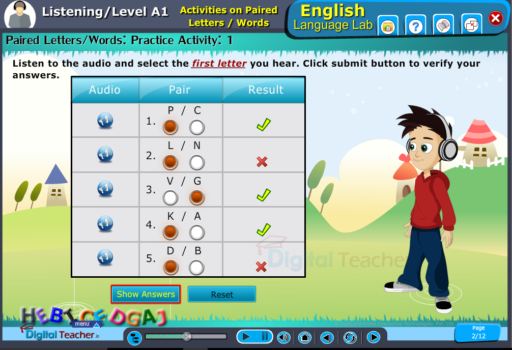 Listening Infographic provides activity for listening paired english letters or words