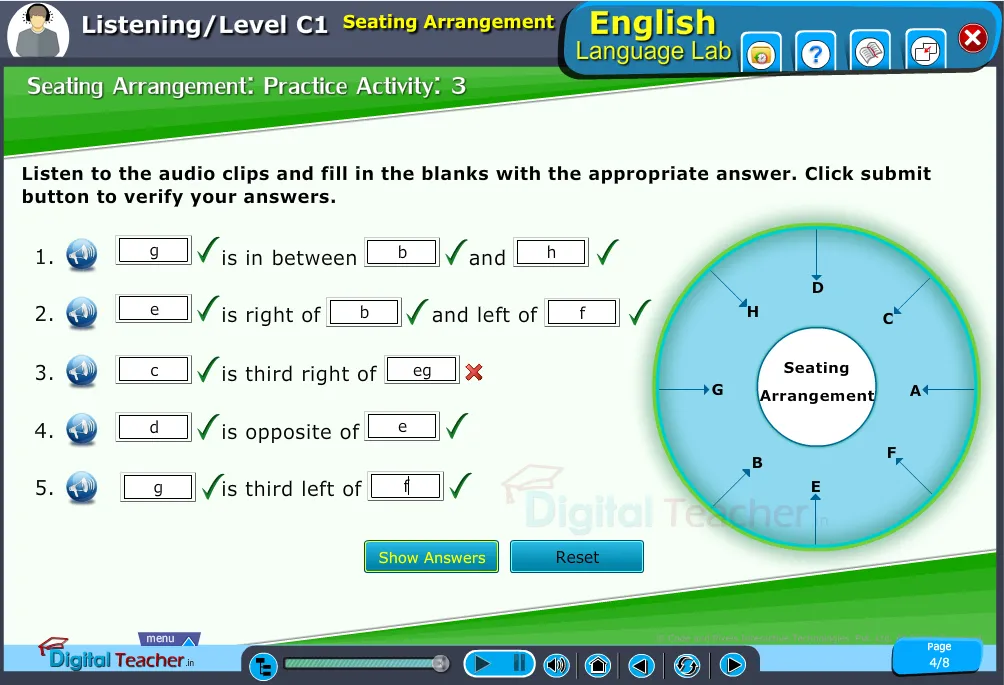 Listening infographic on listening the audio clips and fill in the blanks appropriately to submit