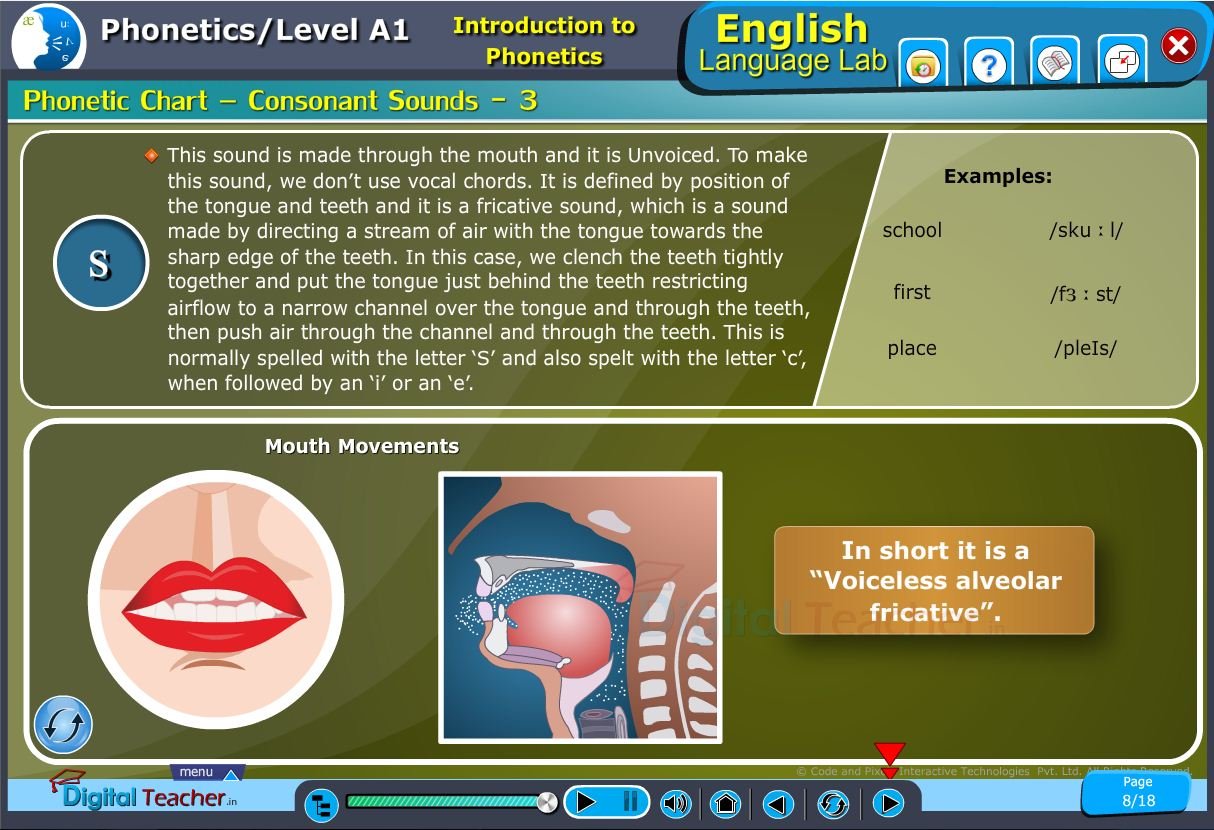 English language lab phonetic infographic about different consonant sounds in phonetics chart