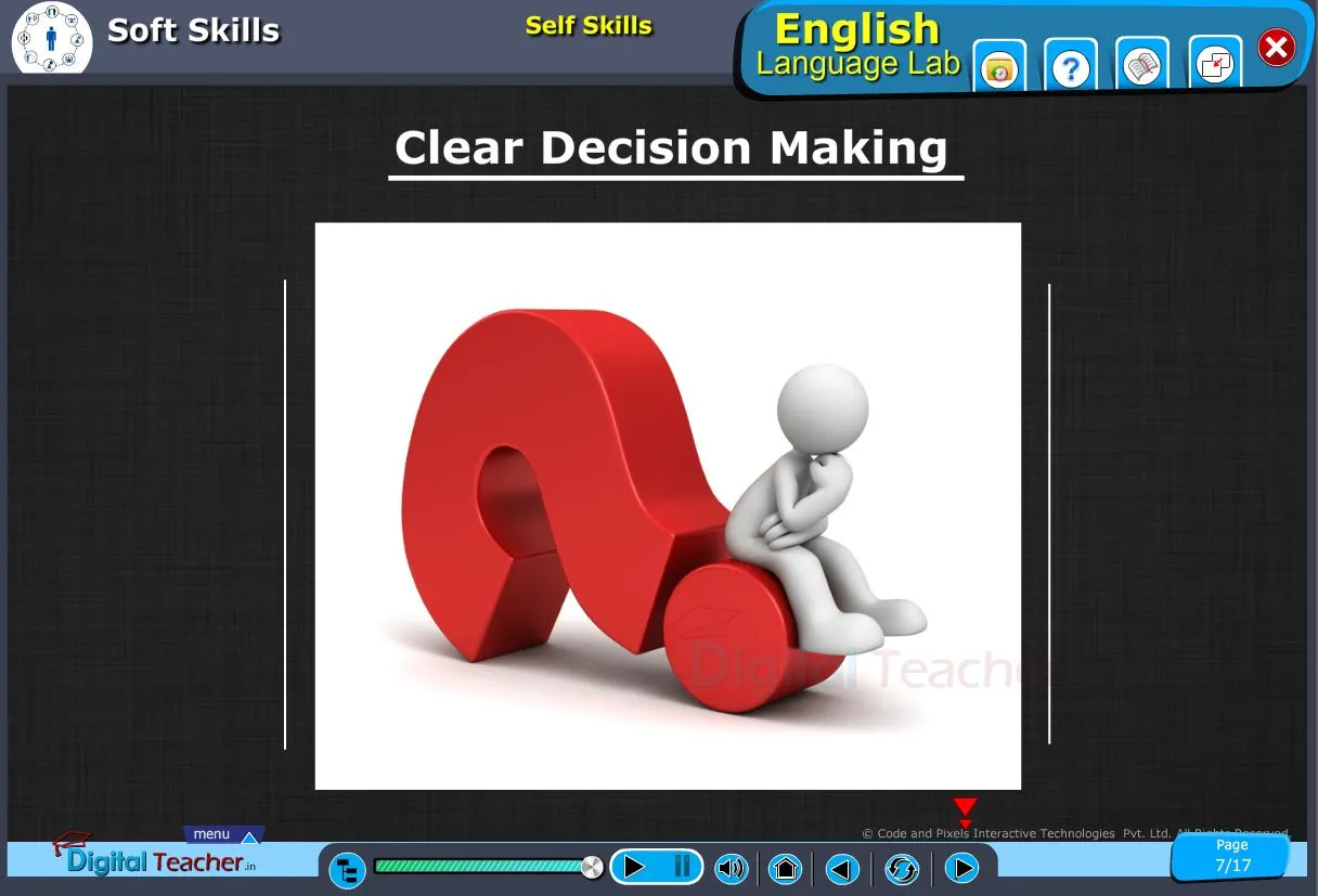 English language lab softskills infographic about clear decision making