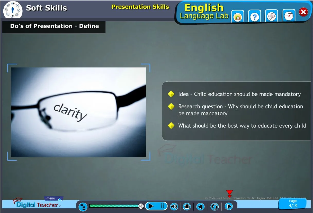 English language lab softskills infographic about do's of presentation