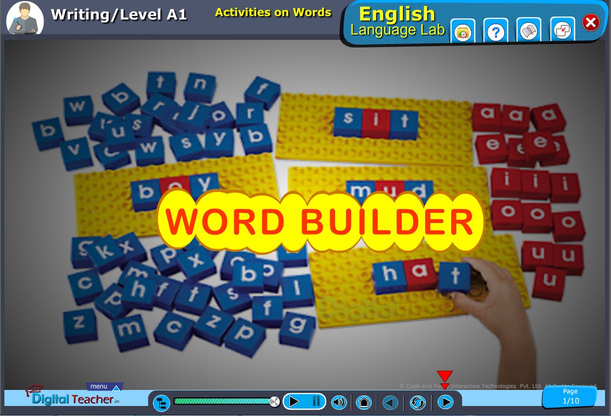 English language lab writing infograhic provides a practical activity about building words